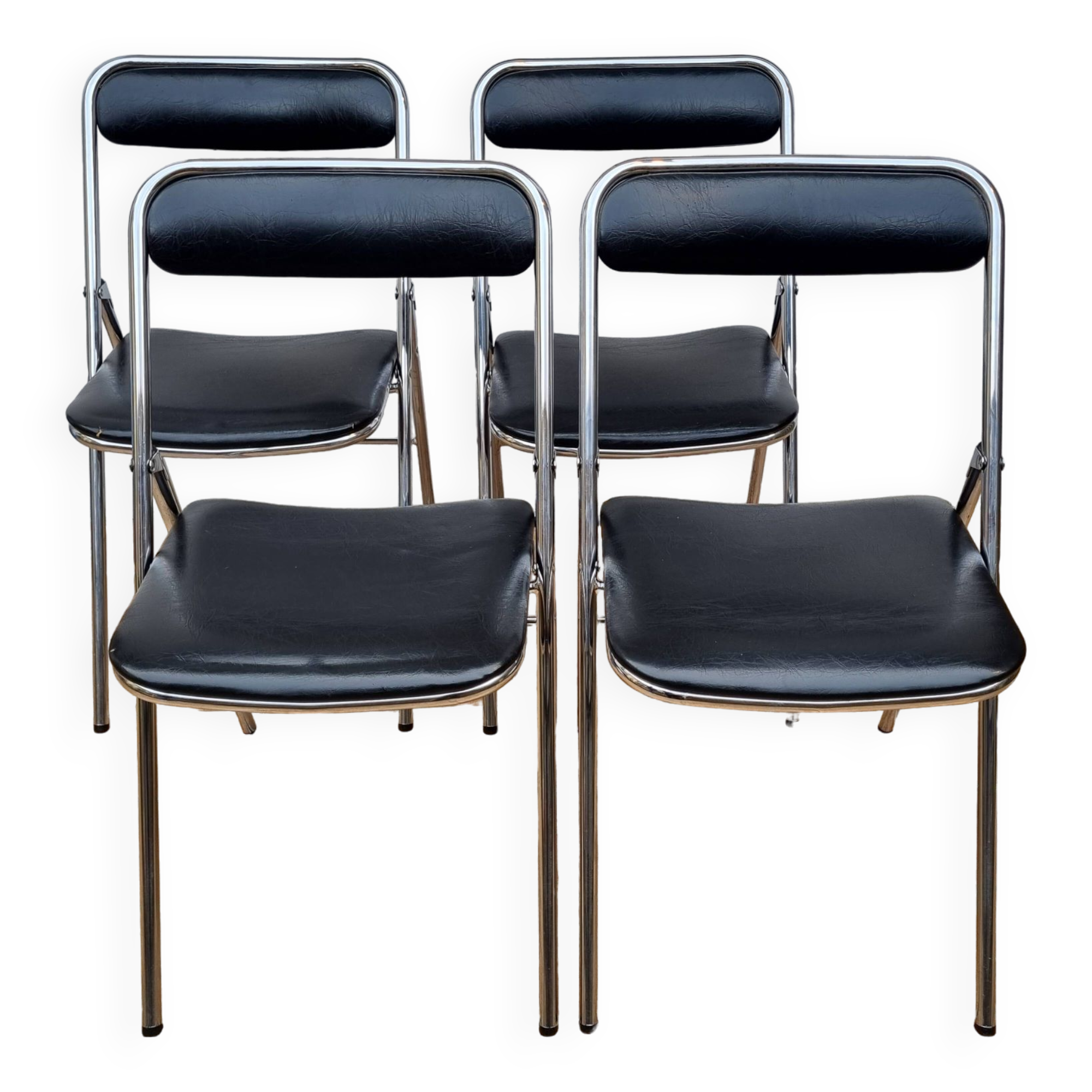 Set of 4 vintage folding chairs Plichaise Souvignet 70s