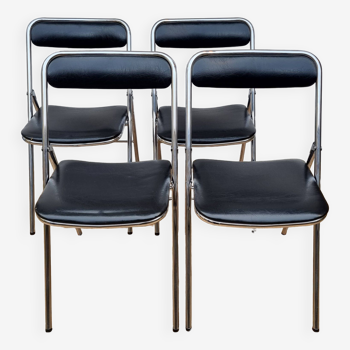 Set of 4 vintage folding chairs Plichaise Souvignet 70s
