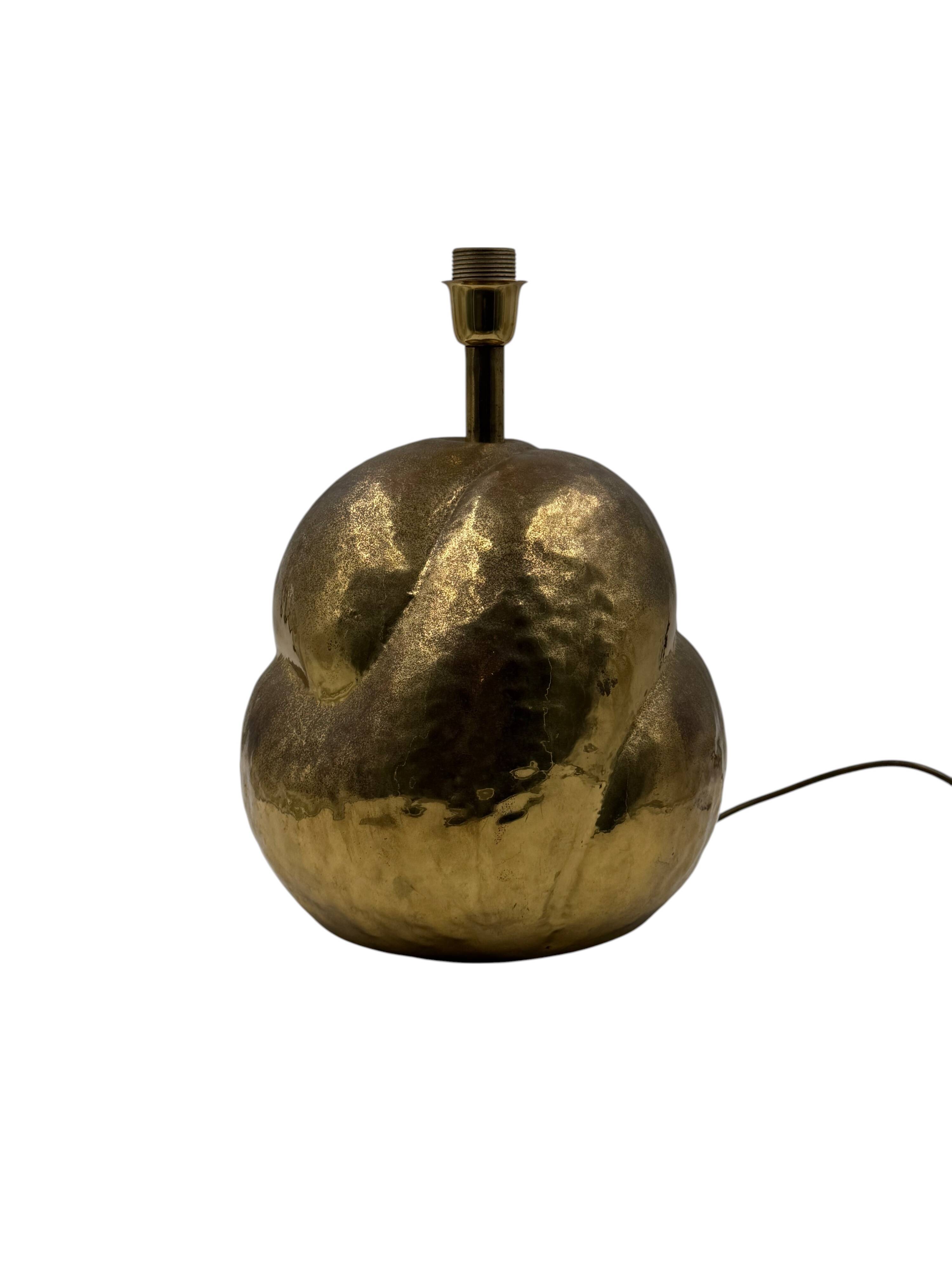 Organic modern brass table Lamp, Tommaso Barbi Italy 1970