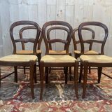 Set of 6 Louis Philippe straw chairs