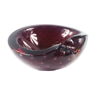 Bullicante murano ashtray with gold flecks inclusions, italy, 1960s