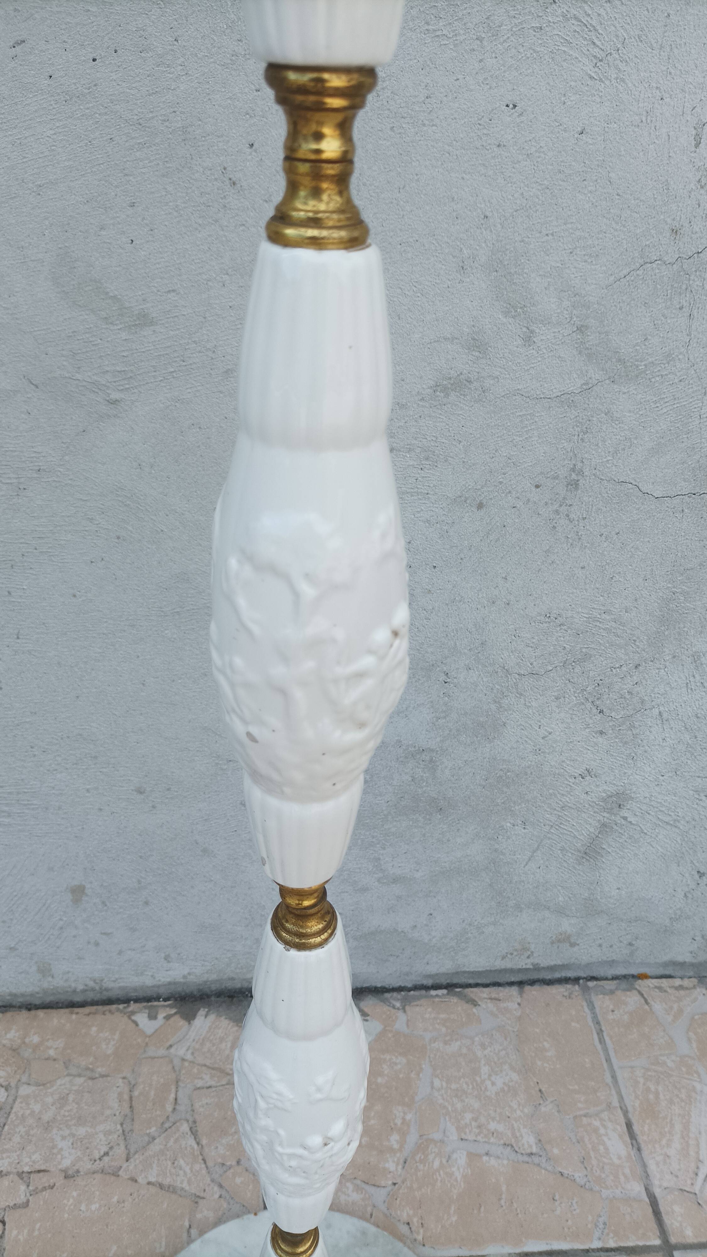 Halogen floor lamp from the 60s in marble ceramic and brass