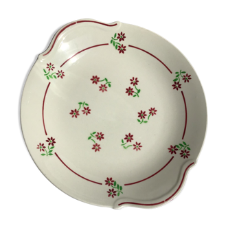 Plat à gâteau Badonviller demi porcelaine fleurettes