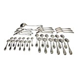 Old silver metal service with box