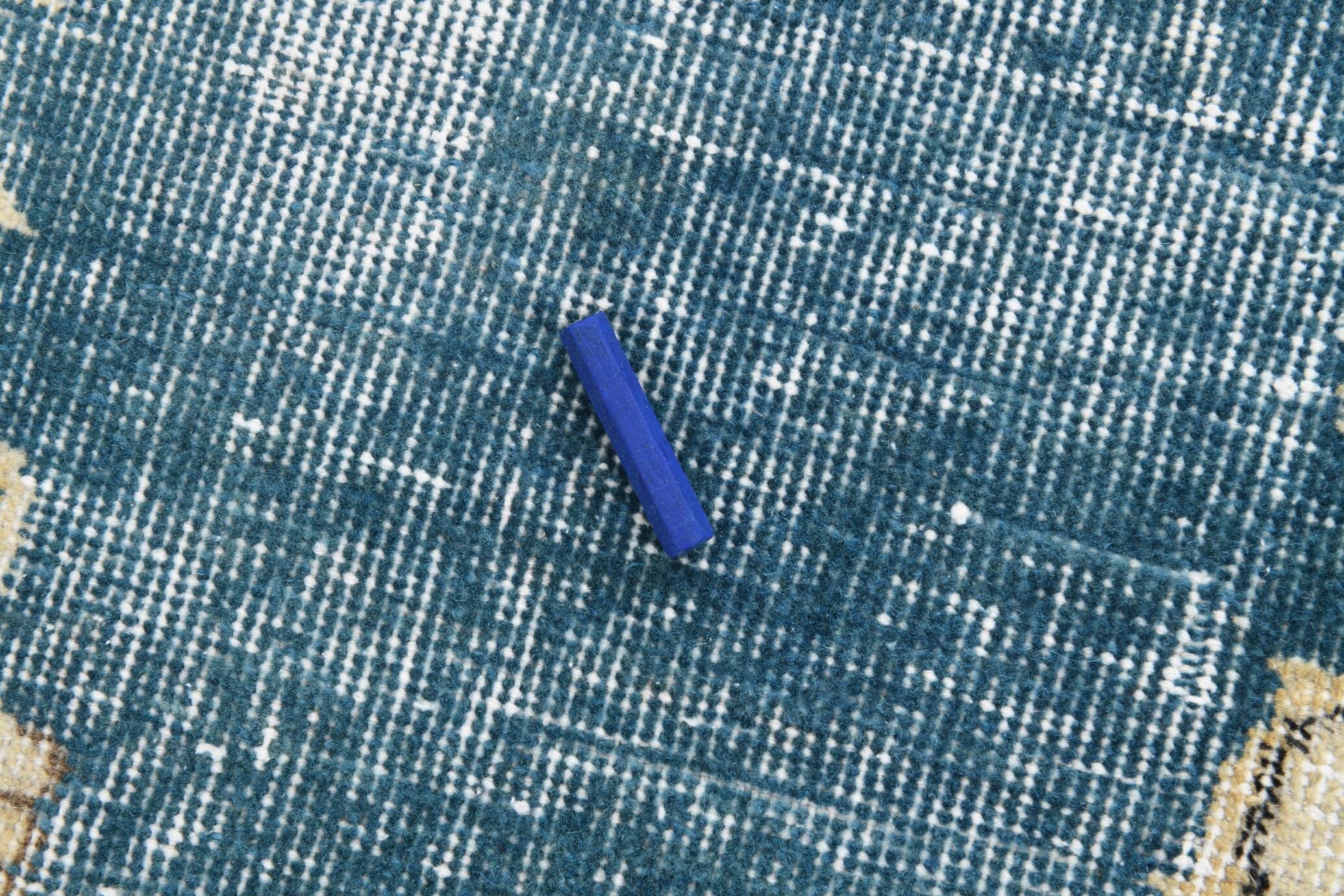 4x7 Rustic Blue & Beige Handmade Persian Rug, 112x212Cm SK 17715