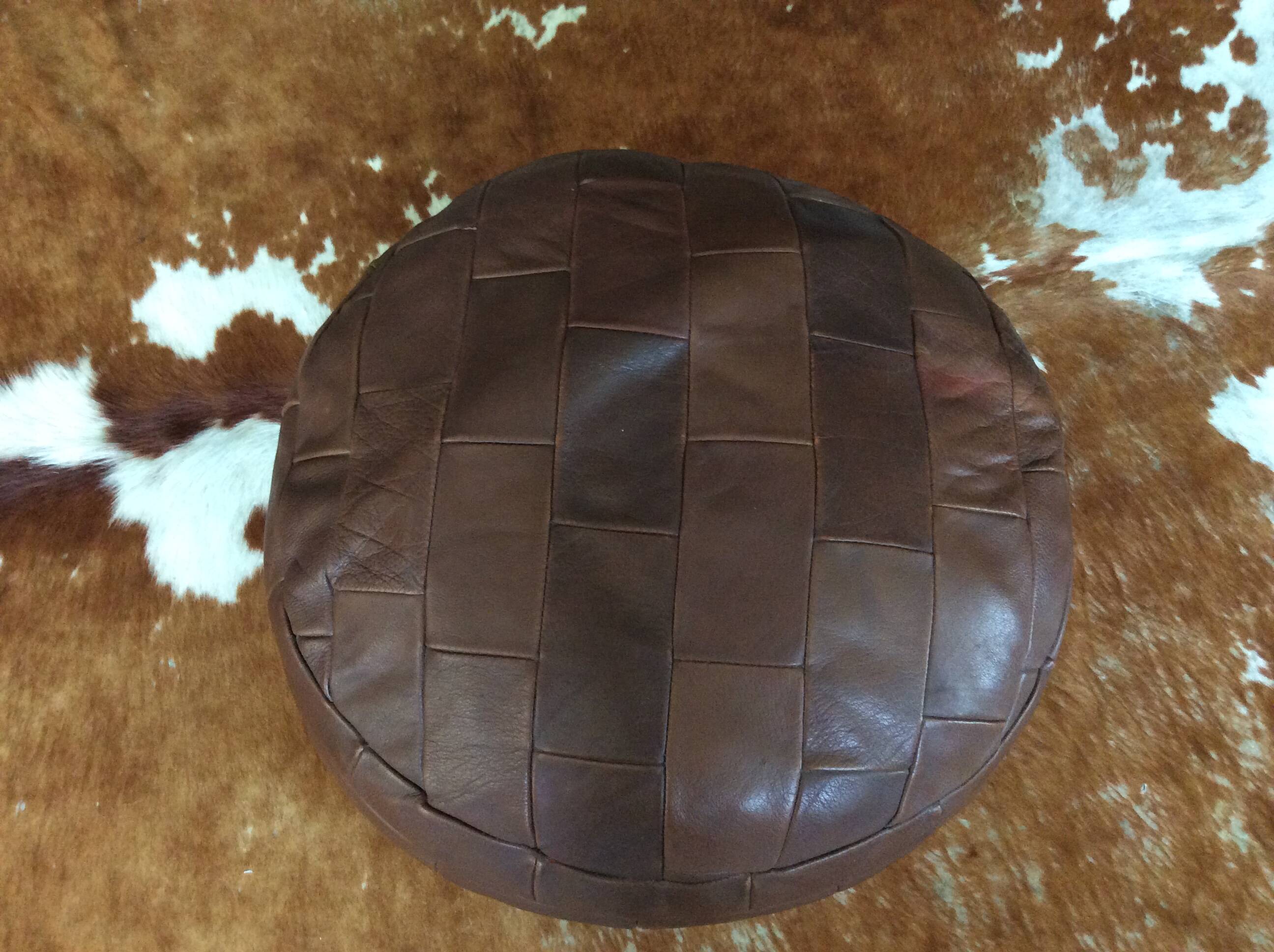 Pouf en cuir patchwork