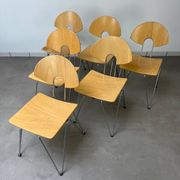 6 Mikado chairs 1800, stackable, design by Walter Leeman for Kusck&co.