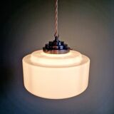 Art Deco pendant light in white opaline, 1920s-30s