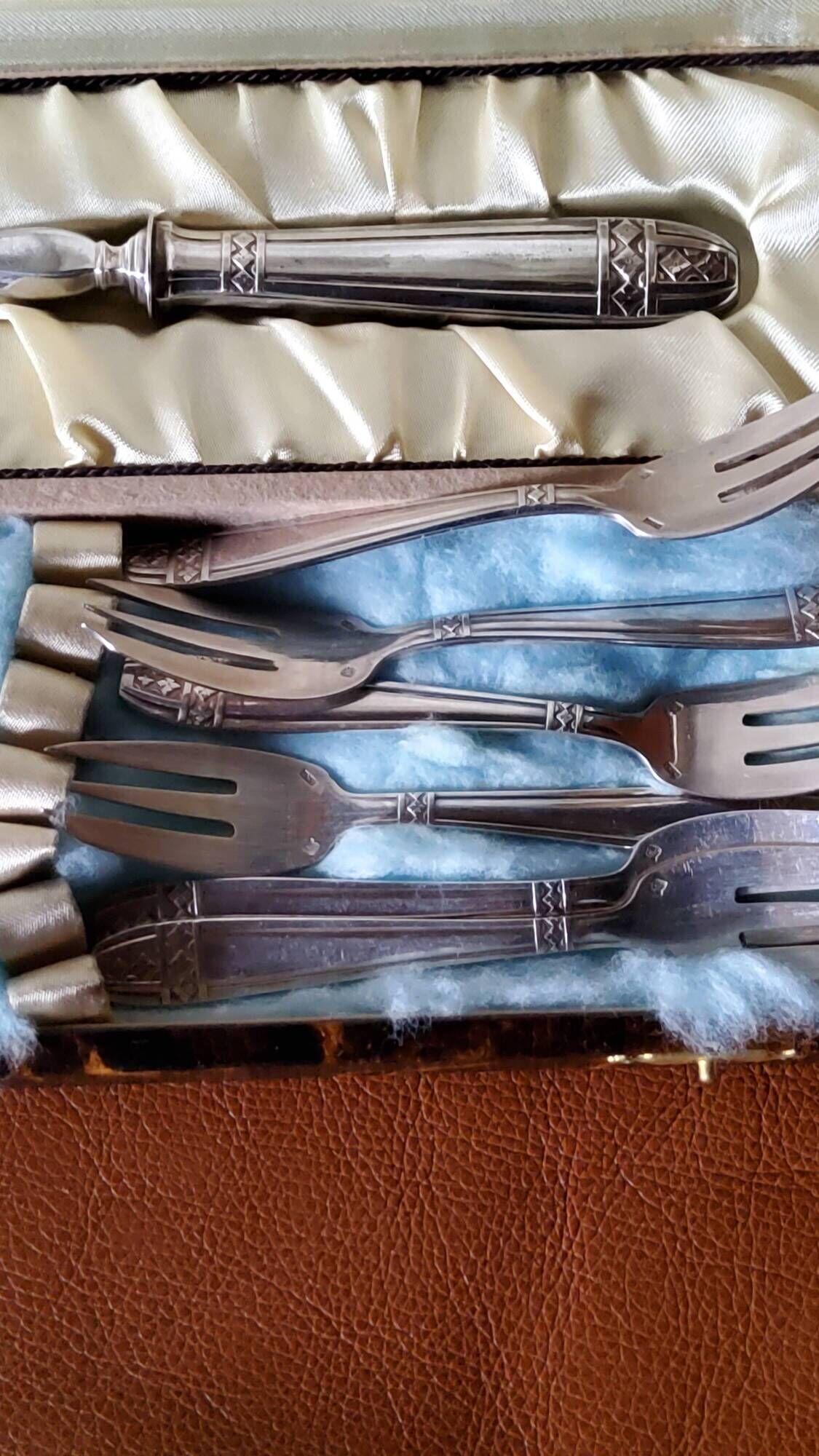 Silver metal cutlery set art deco goldsmith ATO 49 pieces