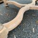 Extendable round farmhouse dining table restored in solid oak from the 19th century
