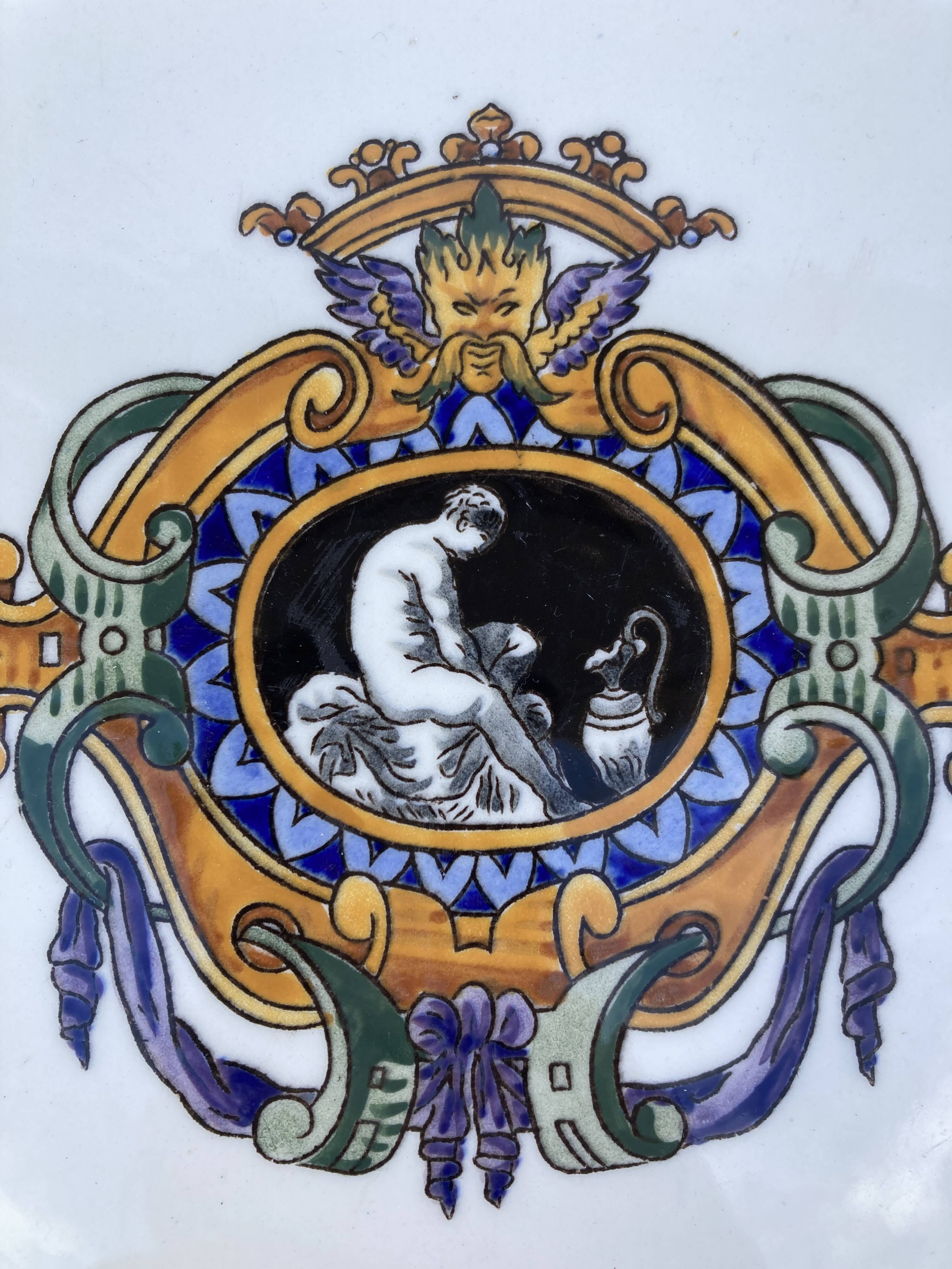 Decorative plate in Gien earthenware in Italian Renaissance style.