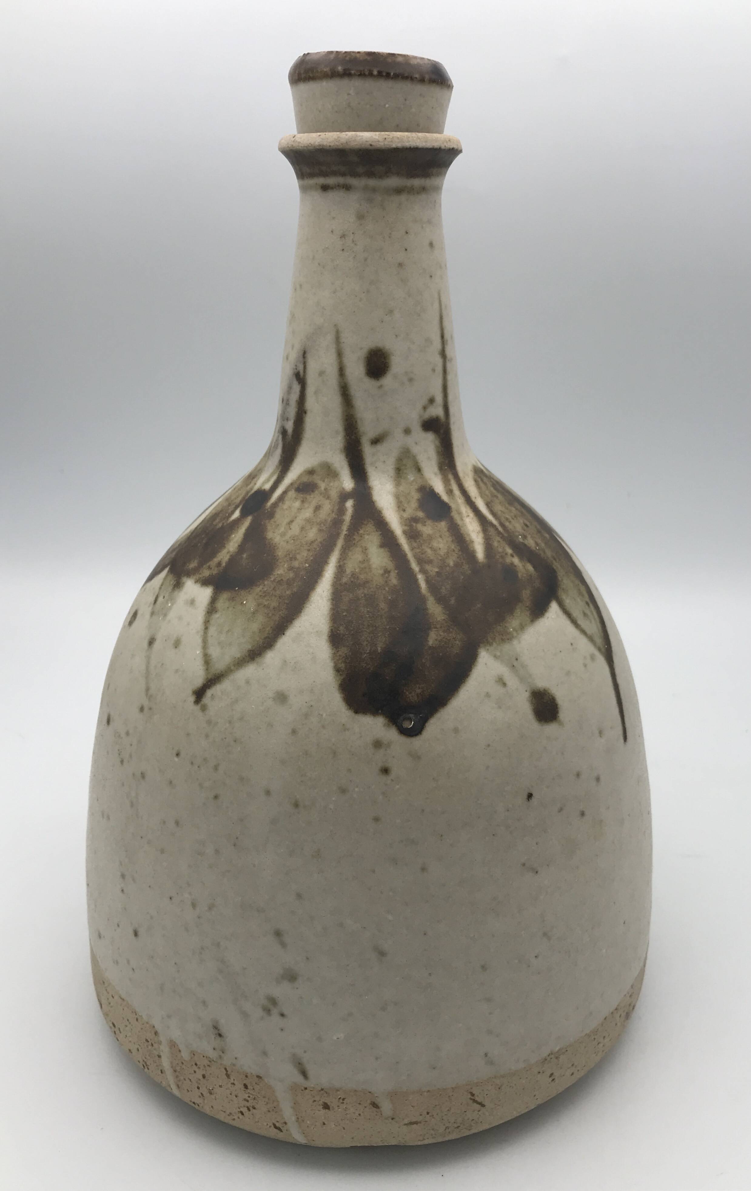 BOTTLE Vintage bottle in partially glazed pyrite stoneware