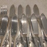 9 couverts à poisson 18p métal argenté orfèvre Christofle Marly