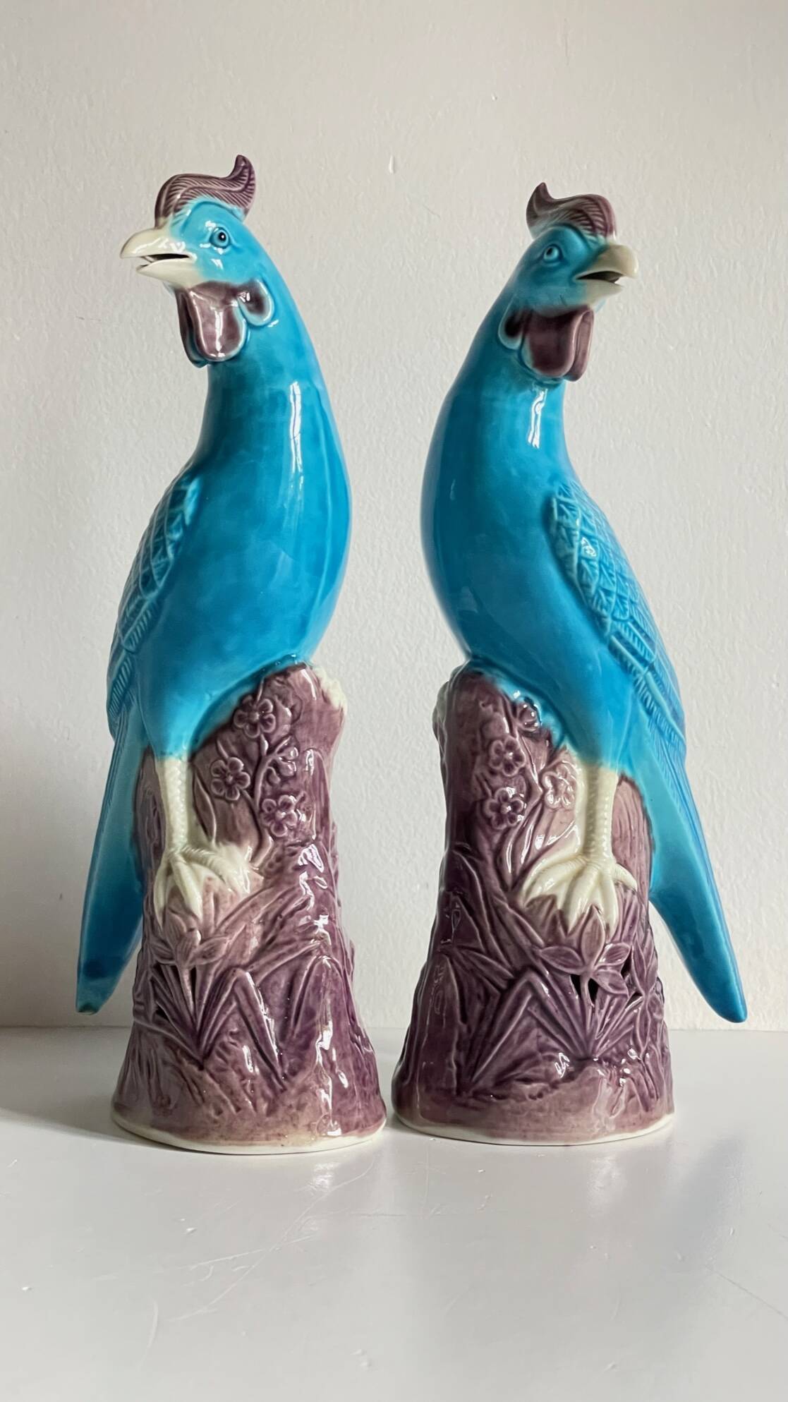 Pair of phenix birds chinese porcelain early 20th century