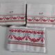 Large red and white tablecloth 1m95x2m85 and its 12 monogrammed “gf” napkins