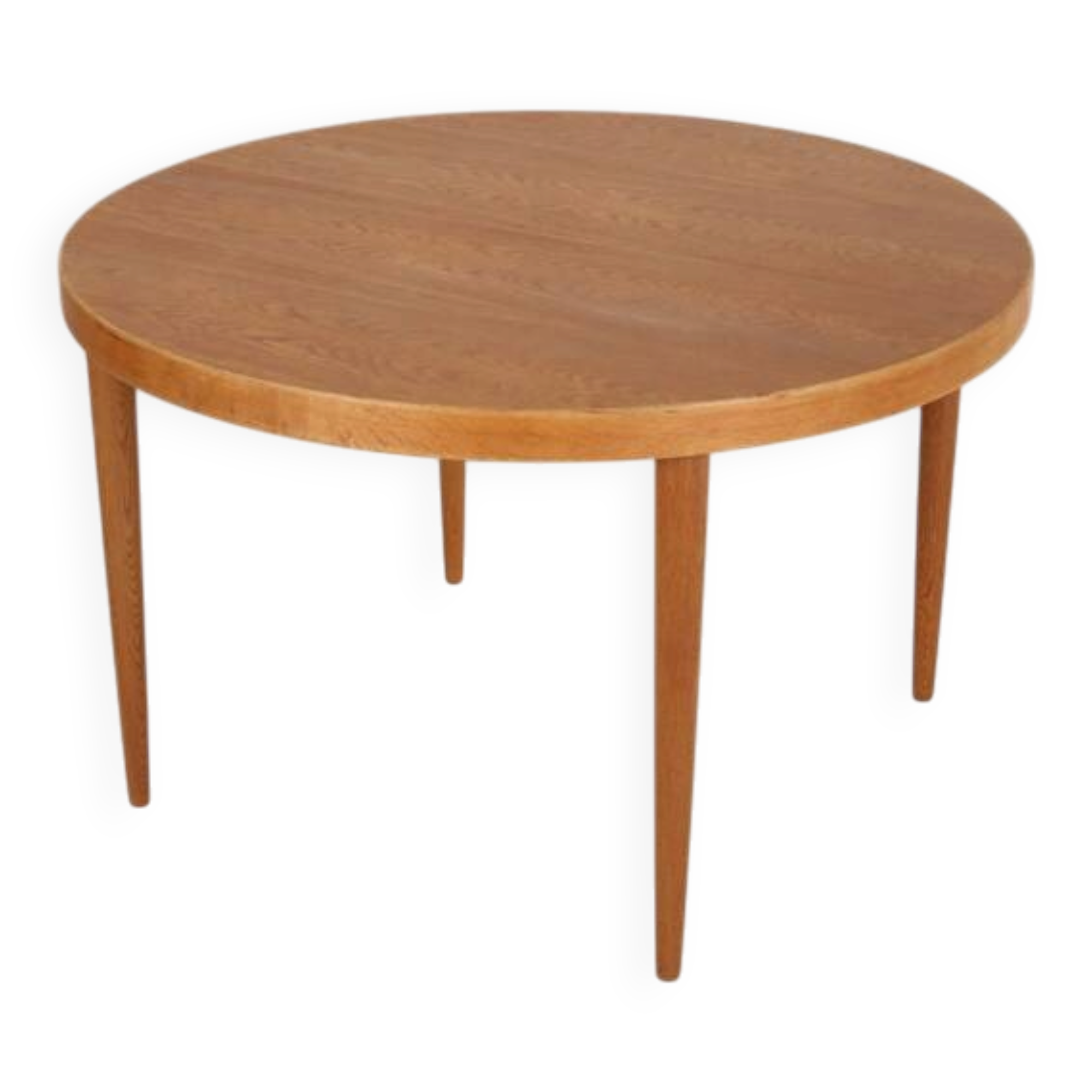 Table à manger ronde restaurée par Villy Schou Andersen / chêne / design danois moderne des années 1960 / 1970