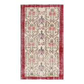 Tapis vintage turc Oushak fait main en laine et coton rouge