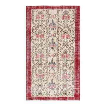 Vintage Turkish Oushak Handmade Wool Cotton Red Area Rug 107x191
