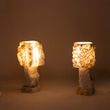 Pair of alabaster lamps, contemporary work