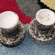 Pair of small ceramic candle holders Structured by Pieter Groeneveldt 1960's