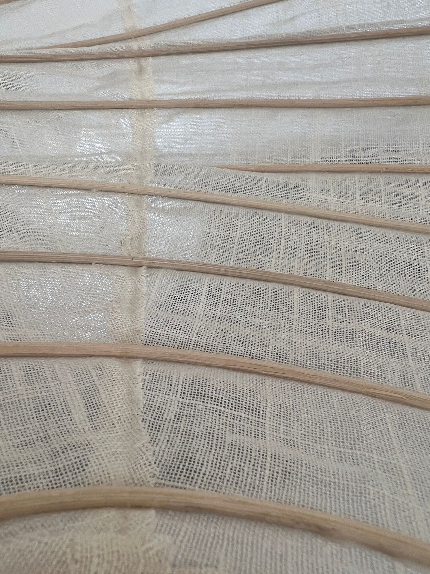 Hanging lamp in rattan and round japanese natural linen d:50