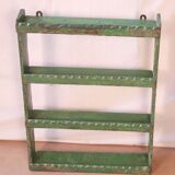 Old original Burmese teak wall shelf with green patina