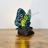 Tiffany Style Art Deco Stained Glass Butterfly Lamp – Colored Glass, H. 25 cm