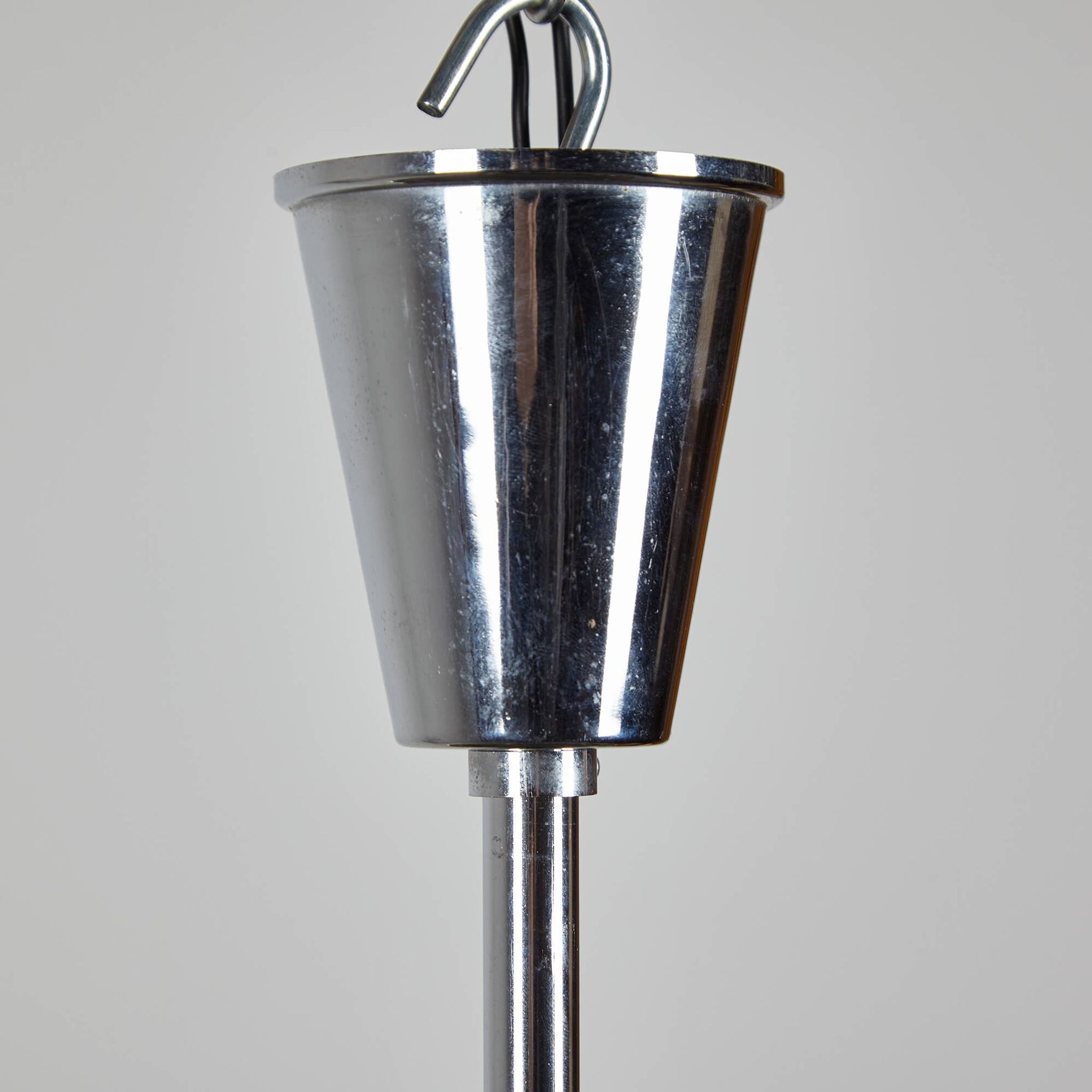 Glass and chrome chandelier