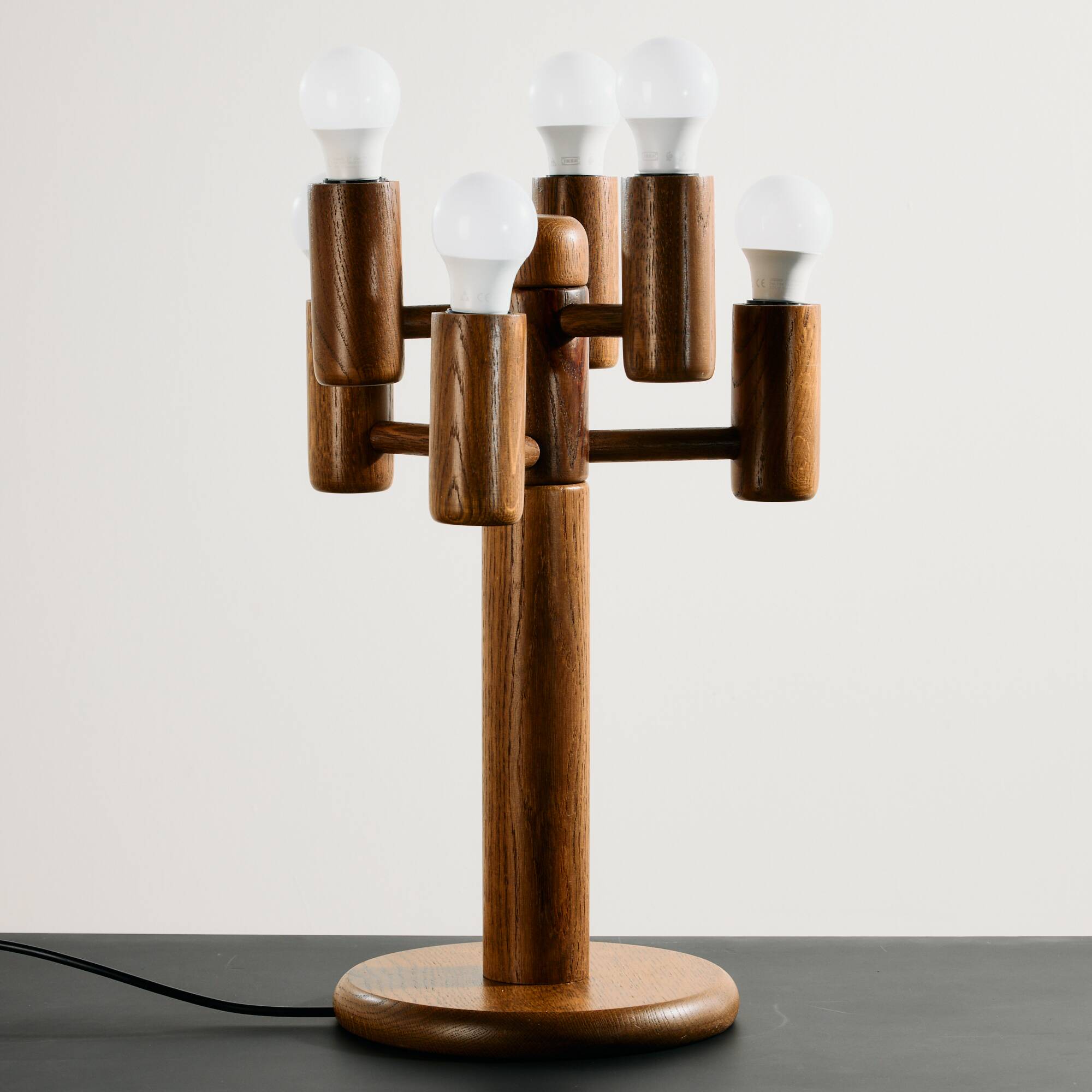 Oak table lamp by Temde Leuchten