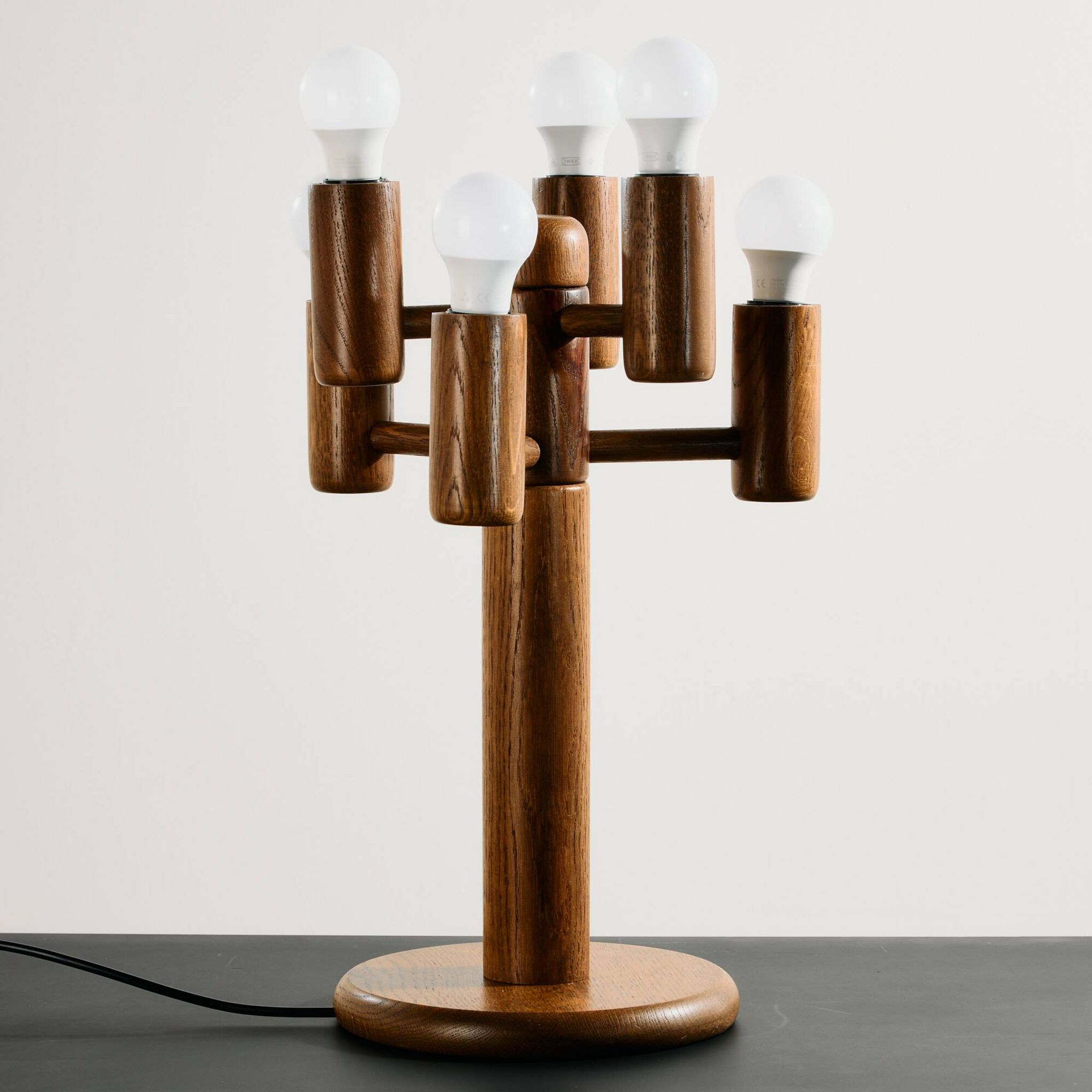 Oak table lamp by Temde Leuchten