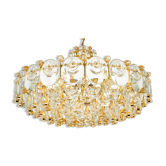 Brass and crystal chandelier, Sciolari design by Palwa, Germany, 1970s.