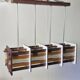 Handmade wooden and glass chandelier from the mid-century: Netherlands, 1960s.