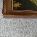 Painting gilded frame with reproduction Virgin with cushion