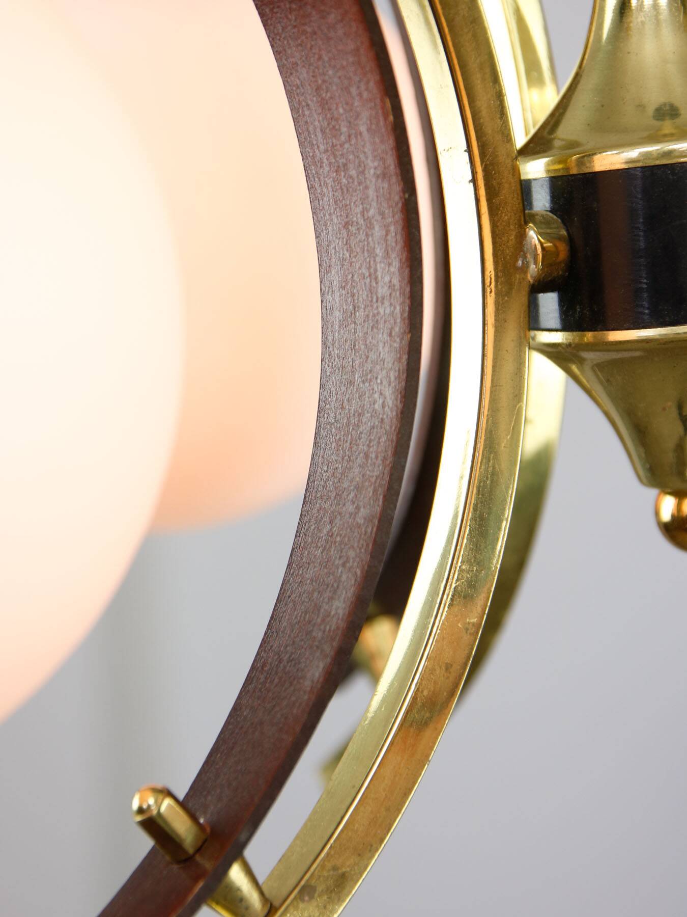 Mid-Century Modern Italian Brass and Opaline Chandelier