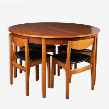 Table à manger et six chaises en teck des années 60