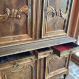 High art nouveau sideboard with 2 bodies in walnut