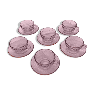 Lot 6 cups + saucers Rosaline