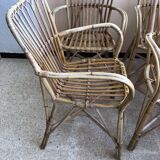 Series of 4 vintage rattan armchairs