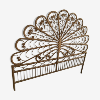 Peacock rattan headboard