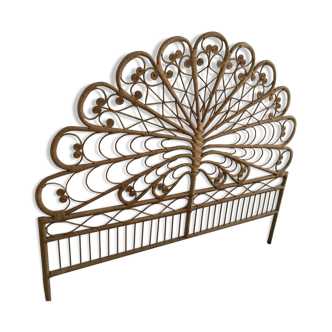 Peacock rattan headboard