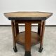 Hexagonal table with six legs in Secession style bordered with brass, attributed to Adolf Loos.