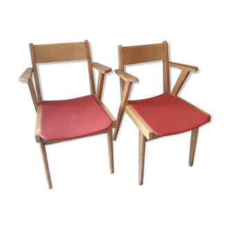 Lot of two armchairs bridge 1950
