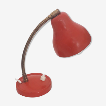 Lampe liseuse vintage orientable en métal laqué rouge 1960