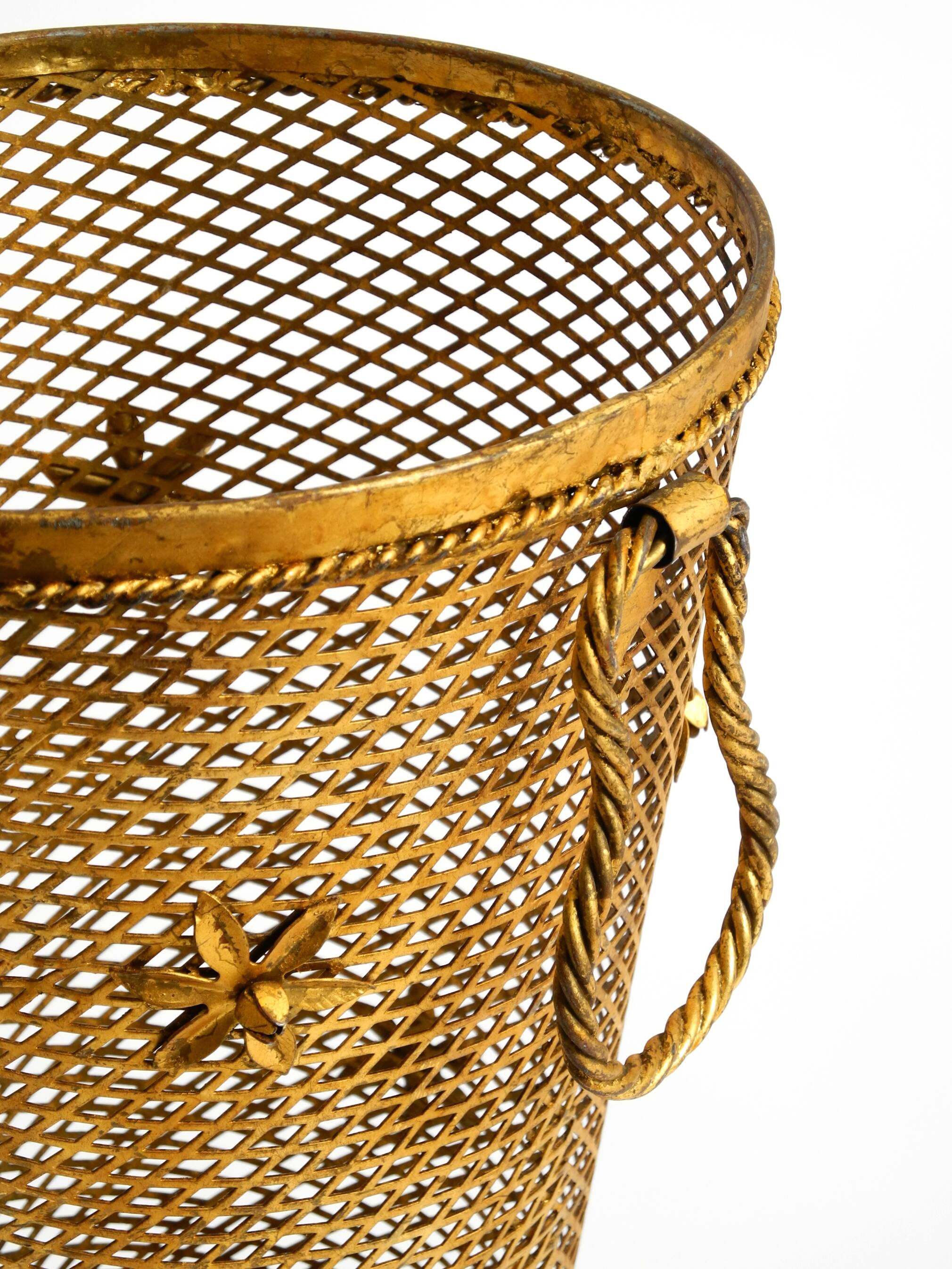 Large Mid-Century Regency umbrella stand made of gilded metal, Italy 1960s