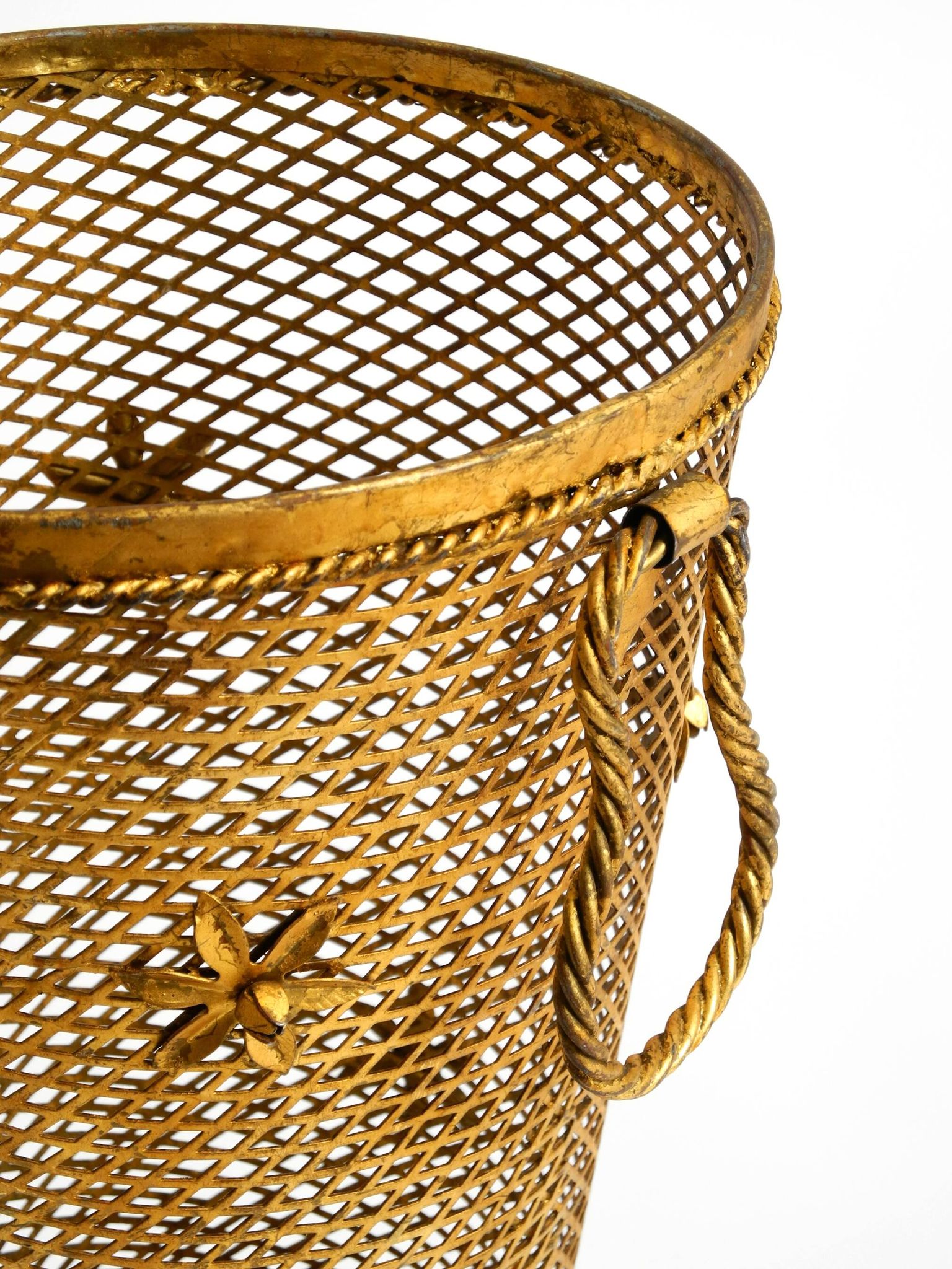 Large Mid-Century Regency umbrella stand made of gilded metal, Italy 1960s