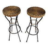 Metal and wicker bar stools