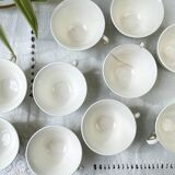 Vintage tea/coffee set in white, green and gold porcelain by SALINS, made in France