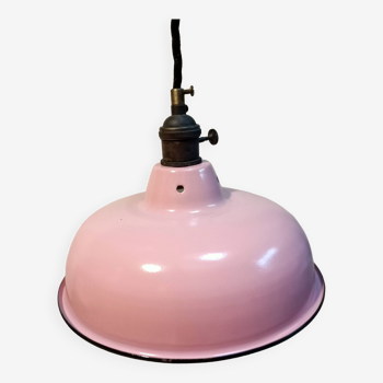 Vintage pendant light in pink enameled sheet metal