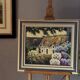Oil on canvas framed – House with hydrangeas, Yvonne Sellier