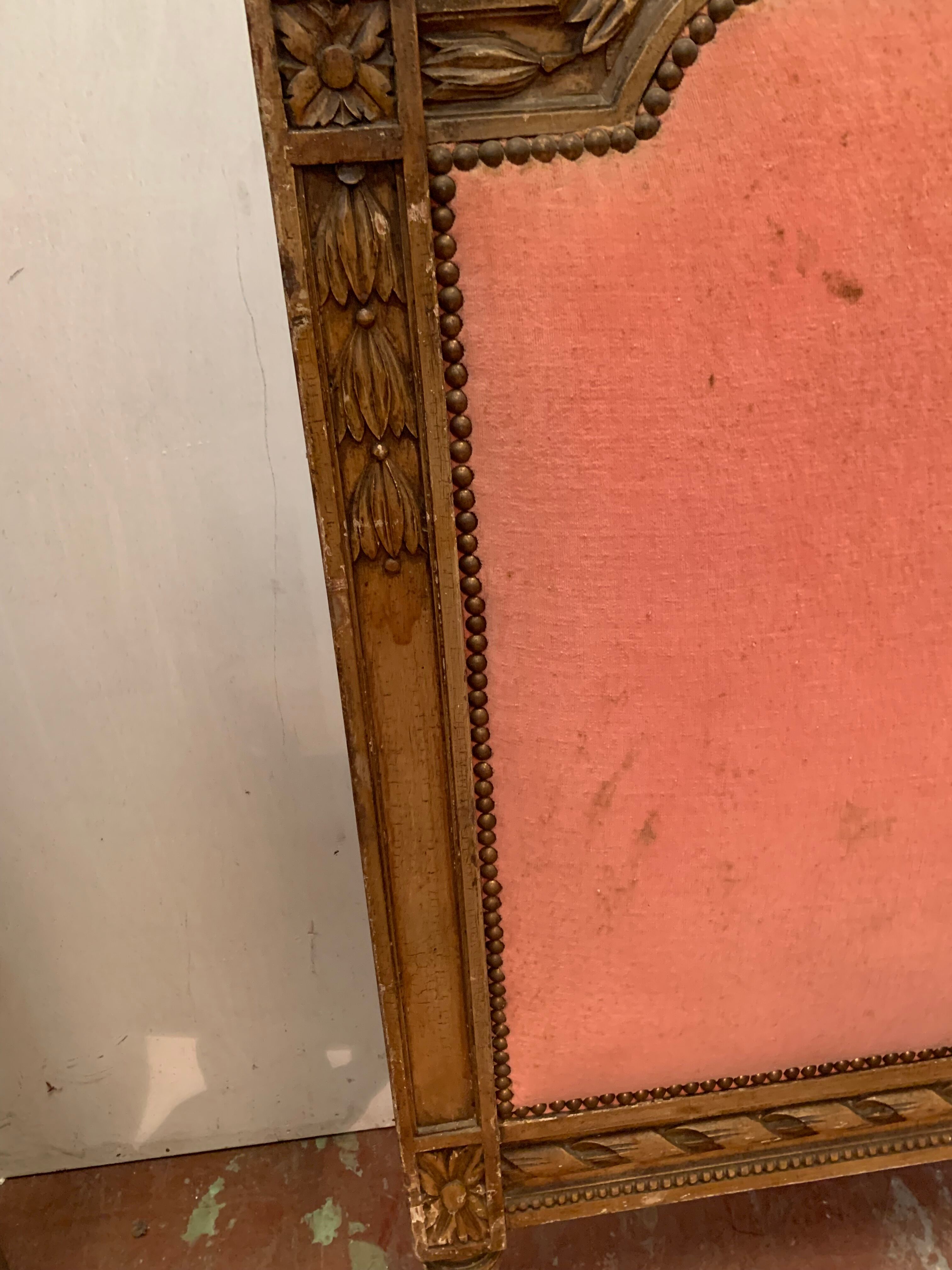 Louis XVI style bed in patinated hornbeam, 20th century.